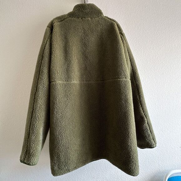 Nike Men’s Sherpa Fleece Pullover Jacket 2XL Green Loose Fit Yoga - Picture 9 of 10